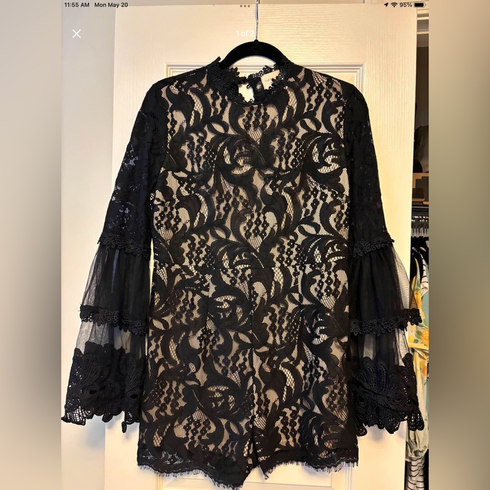NWT, VESTIQUE Black and Nude Romper